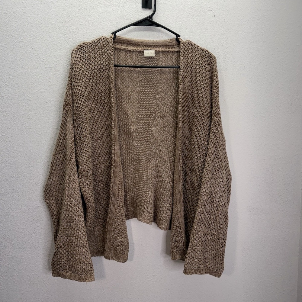 Poetry Loose Knit Linen Open Knit Cardigan Sweater Coastal Lagenlook Sz 6 Boho